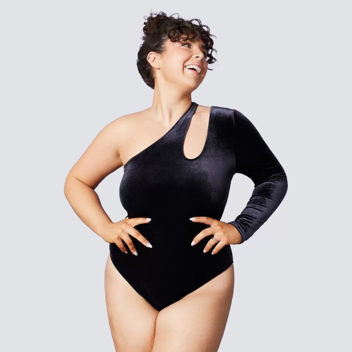 Body<FLORIDE BODY VELOURS ONE SHOULDER NOIR