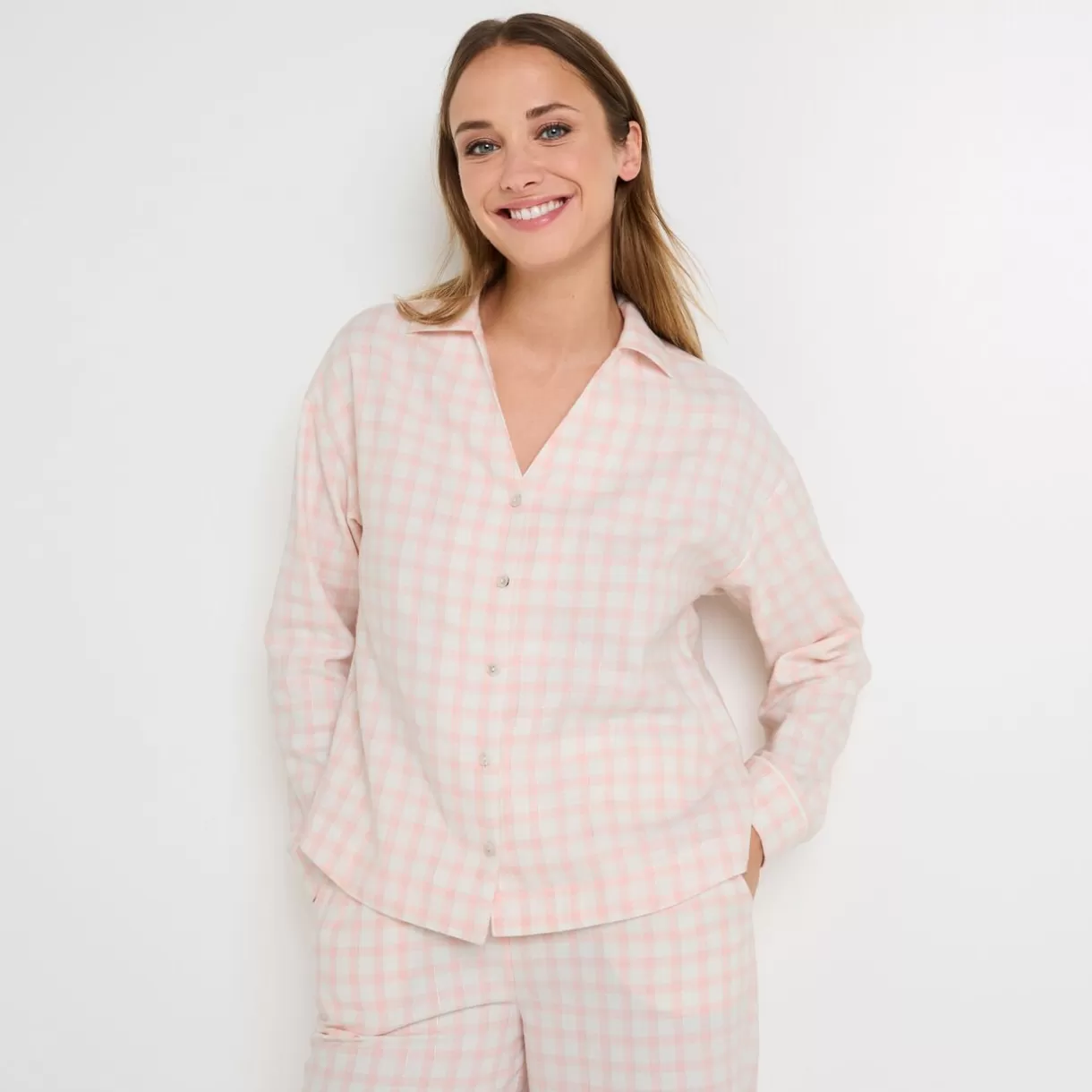Haut De Pyjama | Pyjama<FAMILLE CHEMISE À CARREAUX FLANELLE MULTICO ROSE MULTICOROSE