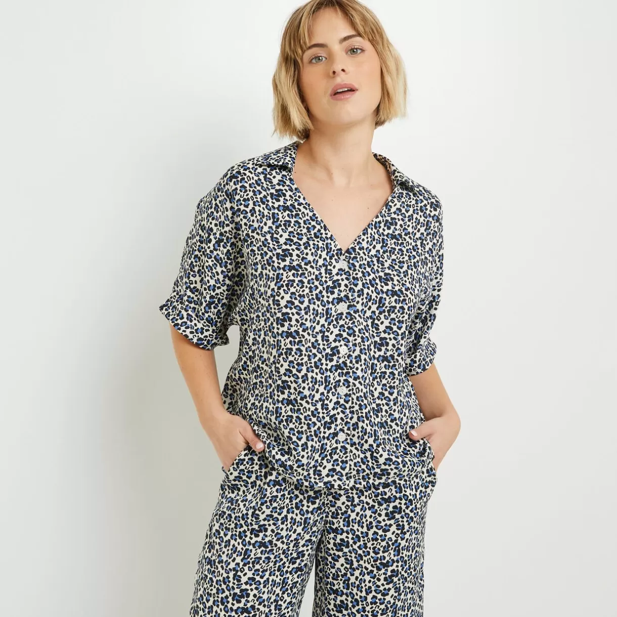Haut De Pyjama | Pyjama<FOLK CHEMISE MANCHES COURTES MULTICO BLANC MULTICOBLANC