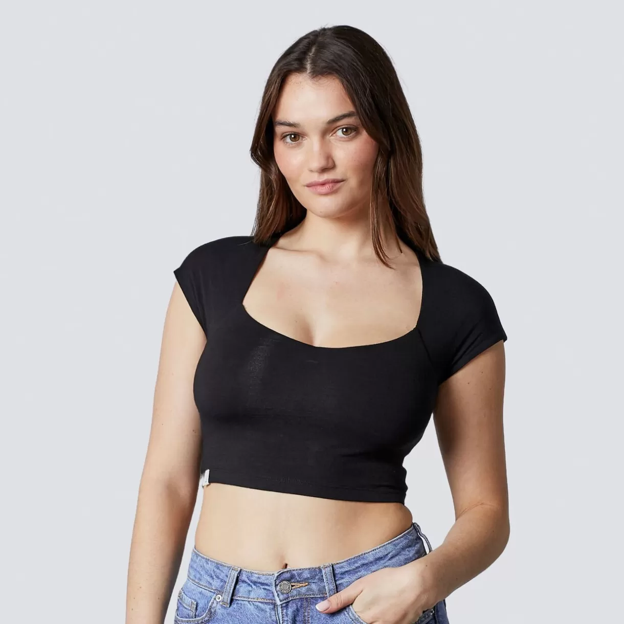 Haut De Pyjama<ILANA CROP TOP MANCHES COURTES NOIR