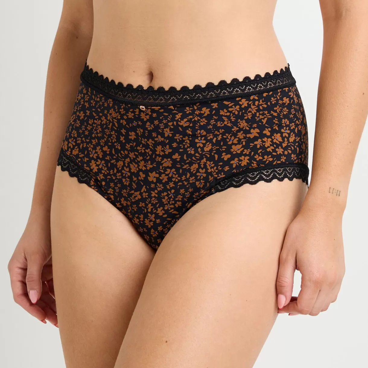 Culotte Taille Haute<DOUCE CULOTTE TAILLE HAUTE MICROFIBRE MULTICO NOIR MULTICONOIR