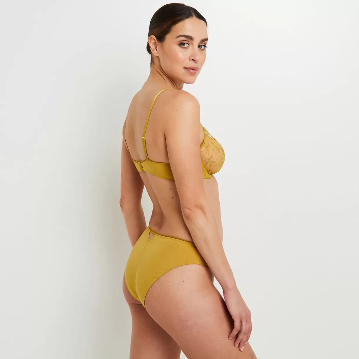Culottes<FUNKY CULOTTE TULLE BRODE OCRE
