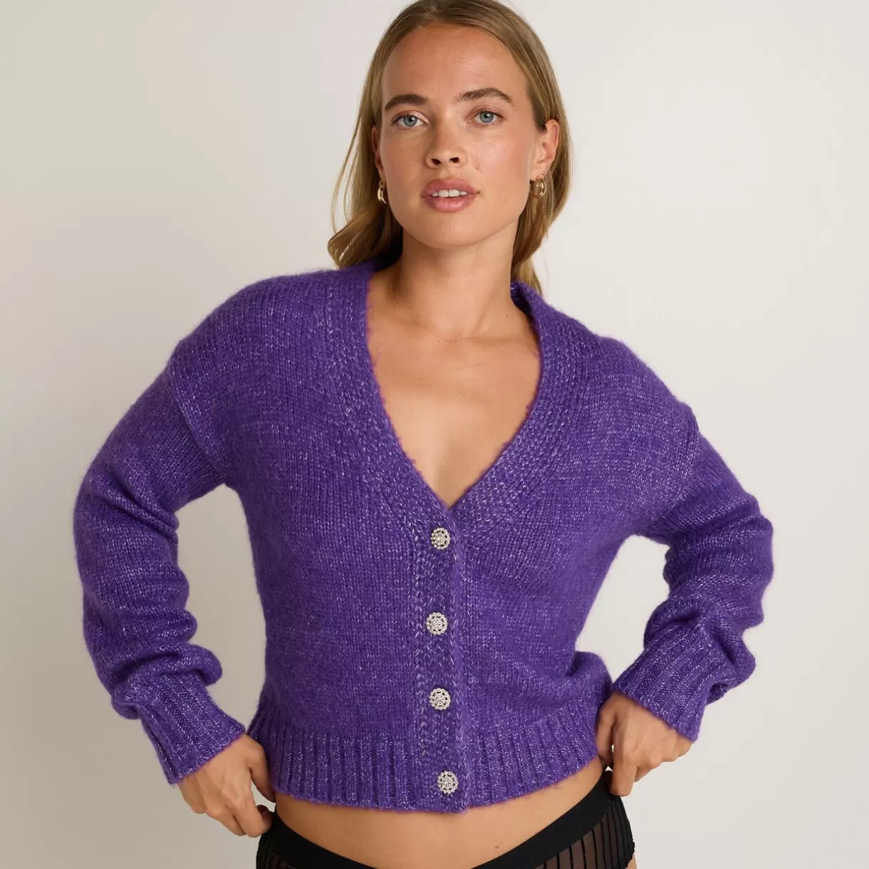 Peignoir / Déshabillé / Gilet<FERNANDA GILET MANCHES LONGUES VIOLET