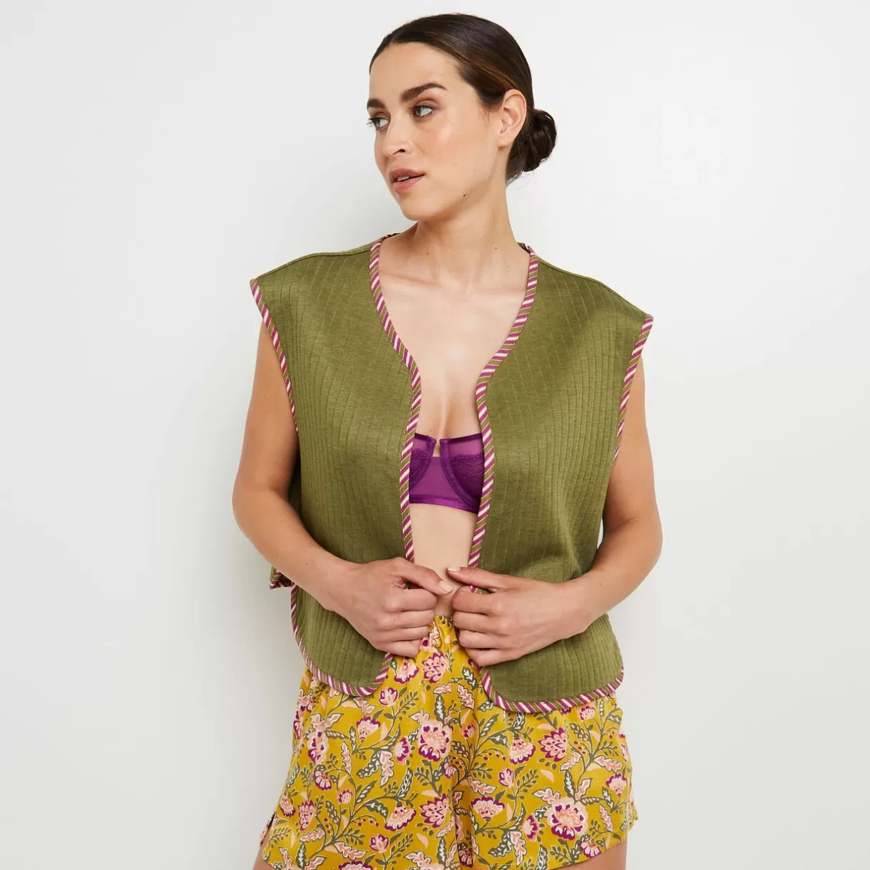 Haut De Pyjama | Pyjama<FRIDA GILET SANS MANCHES MULTICO VERT MULTICOVERT