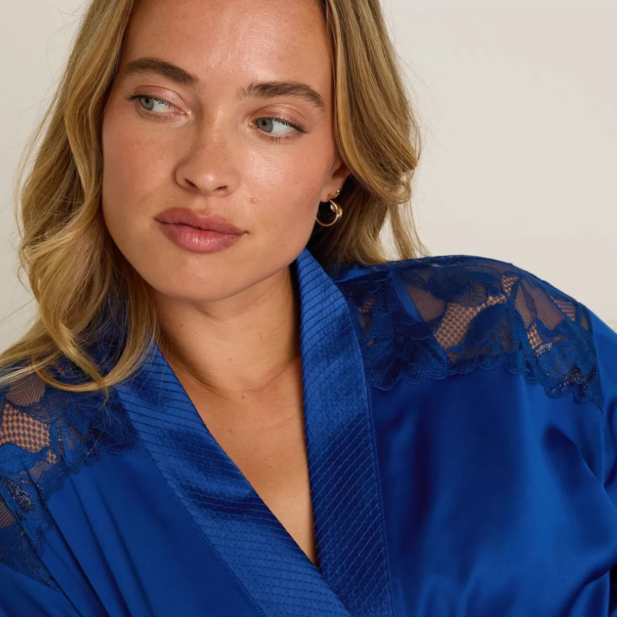 Lingerie De Nuit Sexy | Peignoir / Déshabillé / Gilet<FIESTA KIMONO AVEC DENTELLE MARINE