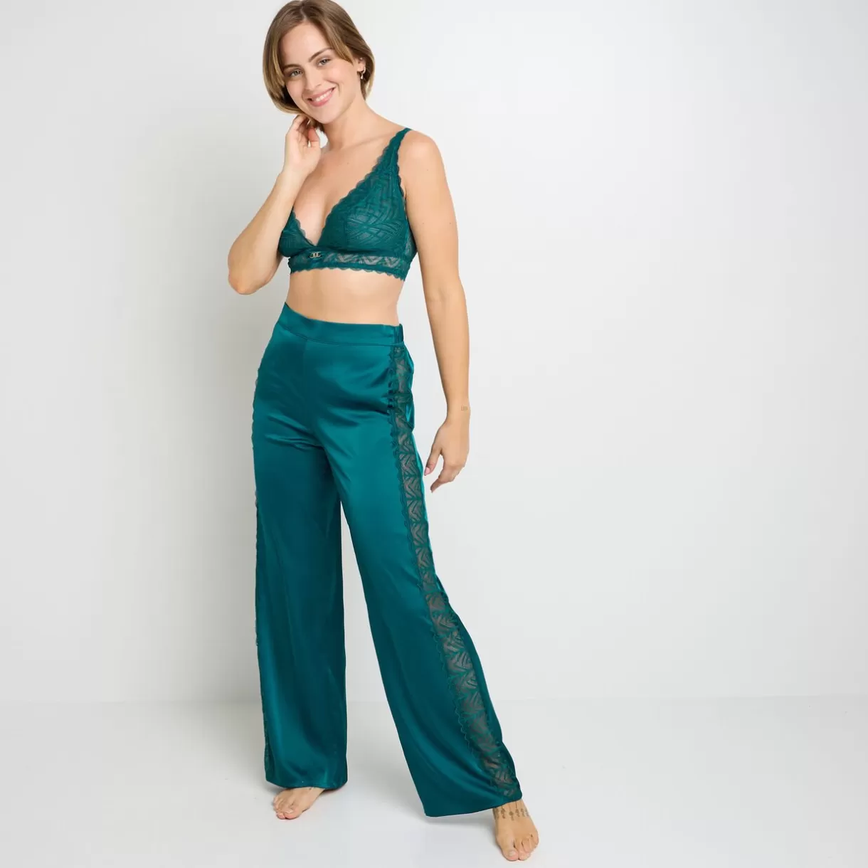 Lingerie De Nuit Sexy | Bas De Pyjama<FEMME PANTALON EN SATIN CANARD