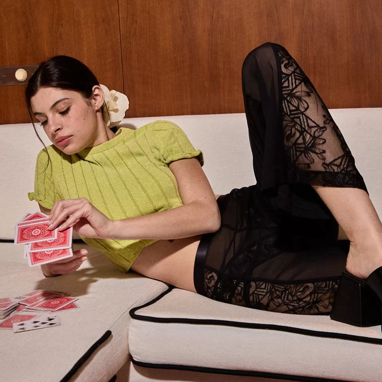 Lingerie De Nuit Sexy | Bas De Pyjama<FLEUR PANTALON NOIR