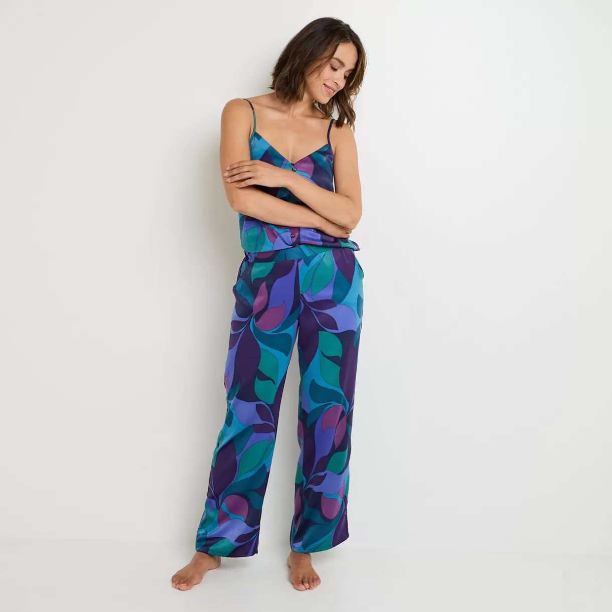 Bas De Pyjama | Pyjama<FIDJI PANTALON SATIN MULTICO VIOLET MULTICOVIOLET