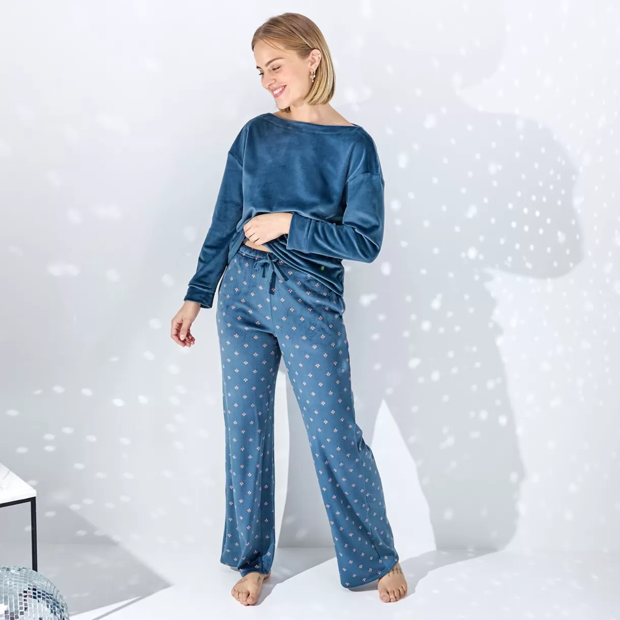 Bas De Pyjama | Pyjama<FLUFFY PANTALON VELOURS MULTICO BLEU MULTICOBLEU