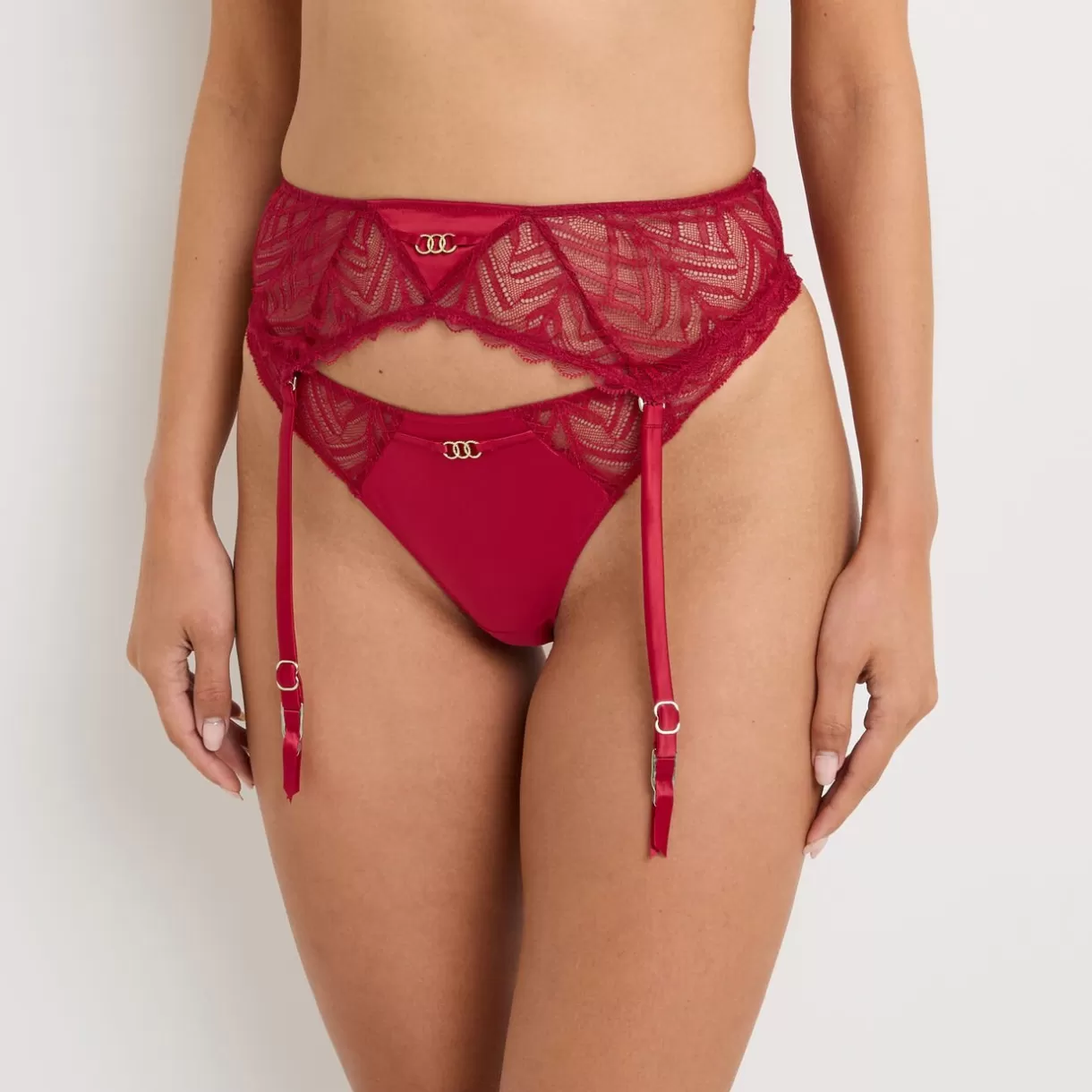 Porte-jarretelles / Serre-taille | Bas Coordonnés Lingerie<FEMME PORTE JARRETELLES DENTELLE ROUGE