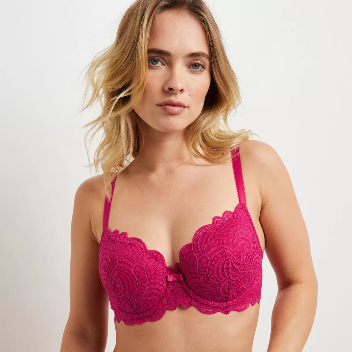 Soutien-gorge Ampliforme / Foulard | Poitrine Généreuse (bonnets E, F Et G)<DENTELLE SOUTIEN-GORGE AMPLI EMBOITANT FUCHSIA
