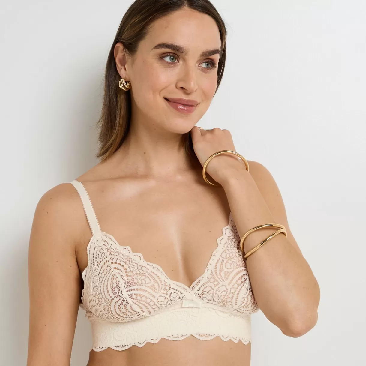 Soutien-gorge Sans-armatures / Triangle<DENTELLE SOUTIEN-GORGE AMPLI FOULARD ECRU