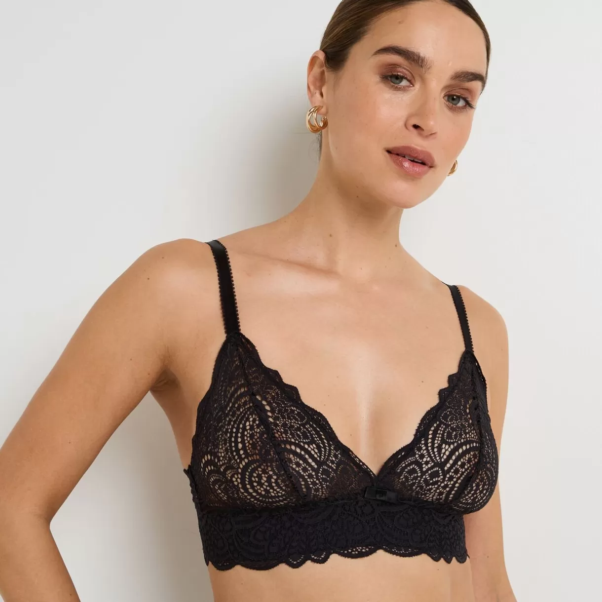 Soutien-gorge Sans-armatures / Triangle<DENTELLE SOUTIEN-GORGE AMPLI FOULARD NOIR