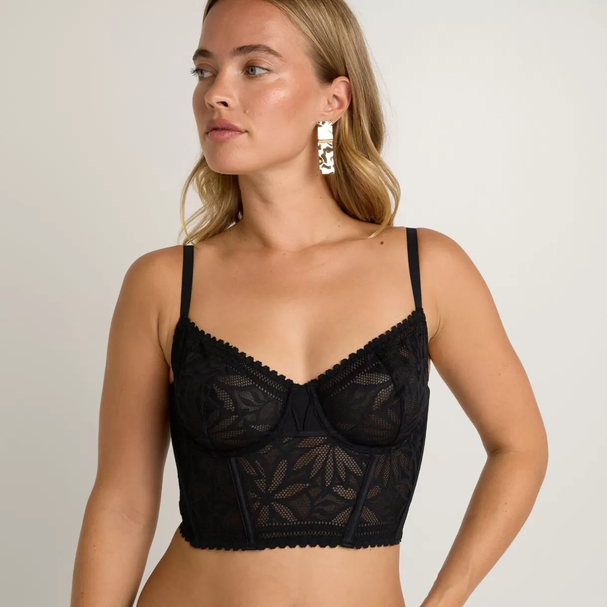 Soutiens-gorge & Bodys Sexy | Poitrine Généreuse (bonnets E, F Et G)<DARK SOUTIEN-GORGE BUSTIER NOIR