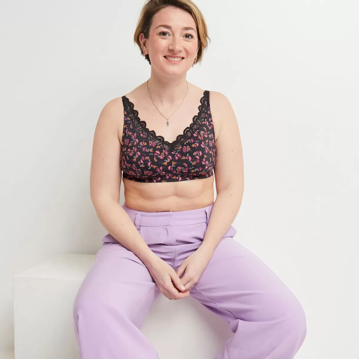 Soutien-gorge Sans-armatures / Triangle | Poitrine Généreuse (bonnets E, F Et G)<SYARA SOUTIEN-GORGE FOULARD POST-OP NOIR