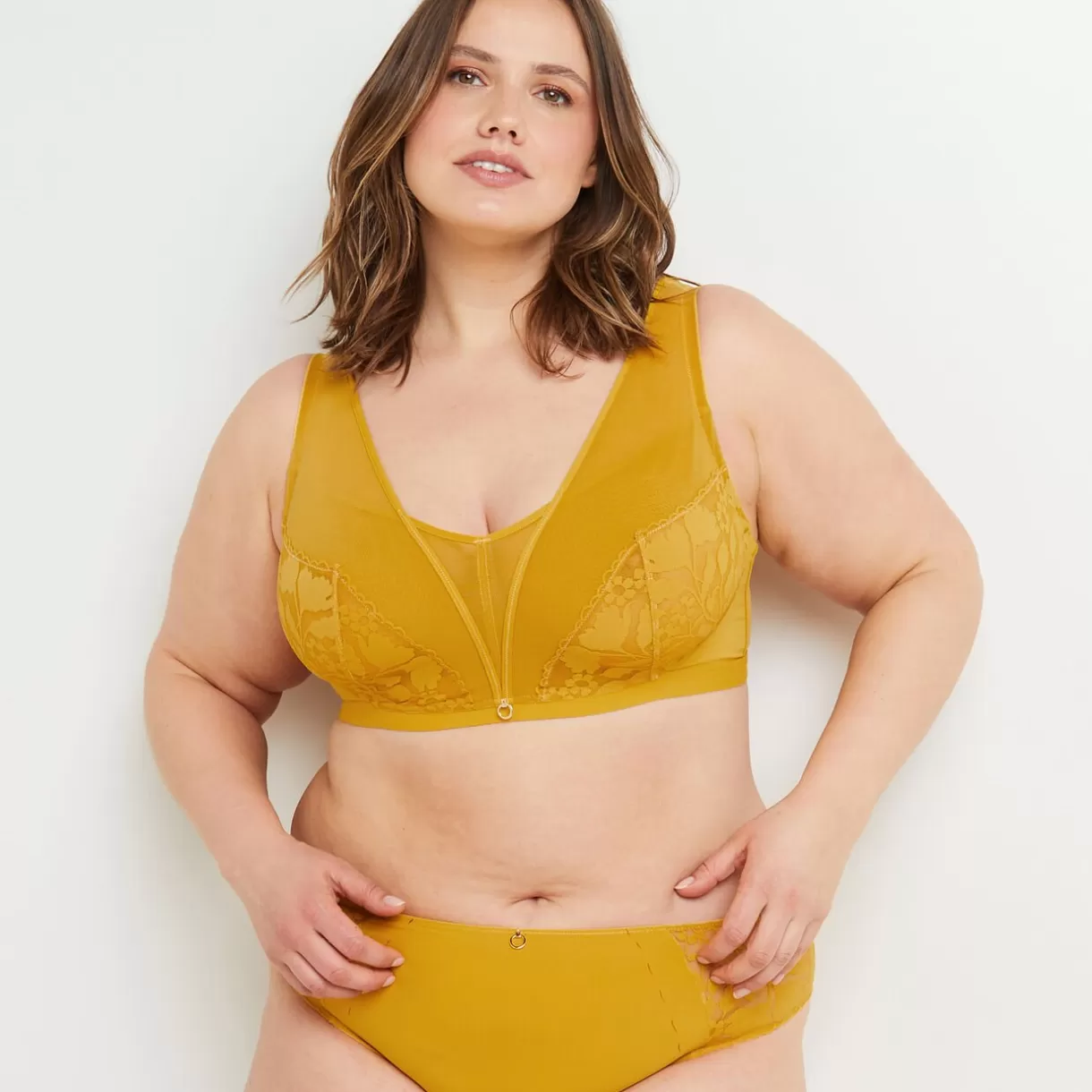 Soutien-gorge Sans-armatures / Triangle | Poitrine Généreuse (bonnets E, F Et G)<FRAN SOUTIEN-GORGE SANS ARMATURES OCRE
