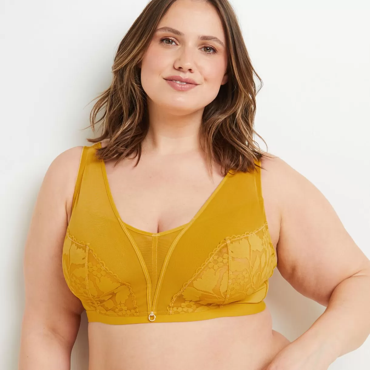 Soutien-gorge Sans-armatures / Triangle | Poitrine Généreuse (bonnets E, F Et G)<FRAN SOUTIEN-GORGE SANS ARMATURES OCRE