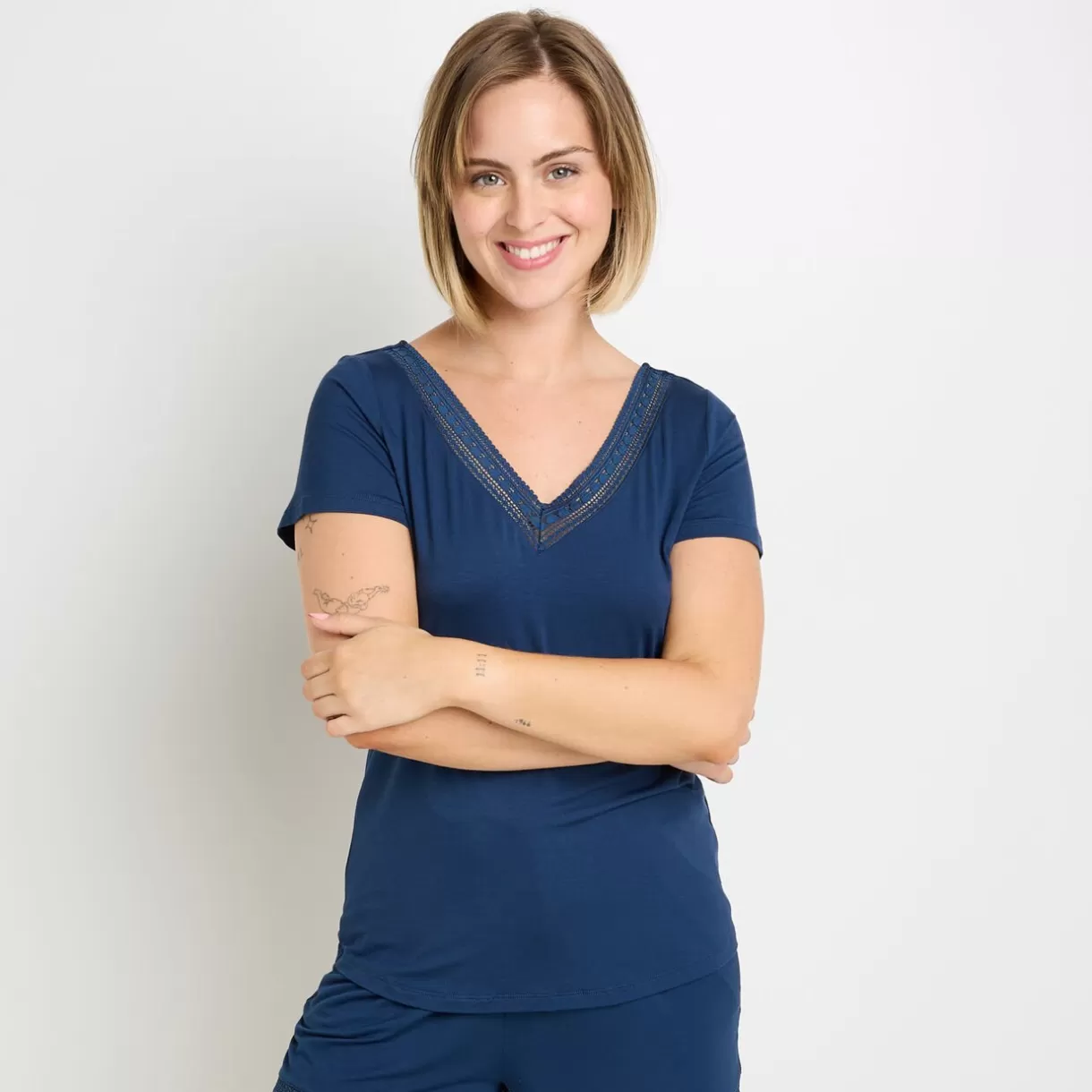Haut De Pyjama | Pyjama<CAMILLE Tee-shirt manches courtes MARINE