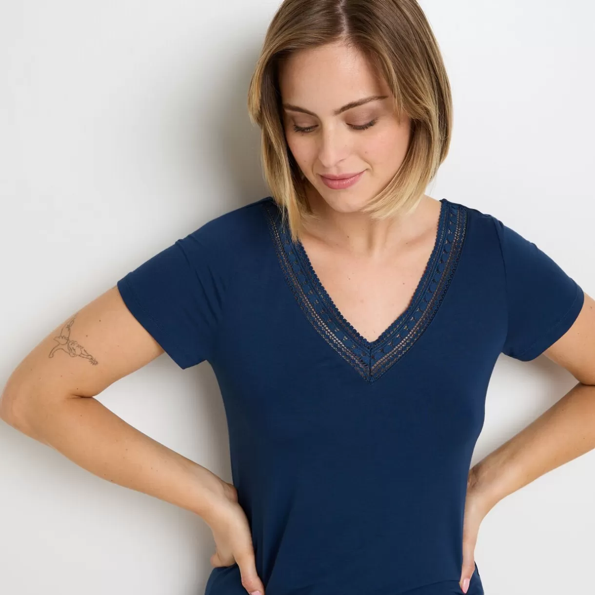 Haut De Pyjama | Pyjama<CAMILLE Tee-shirt manches courtes MARINE