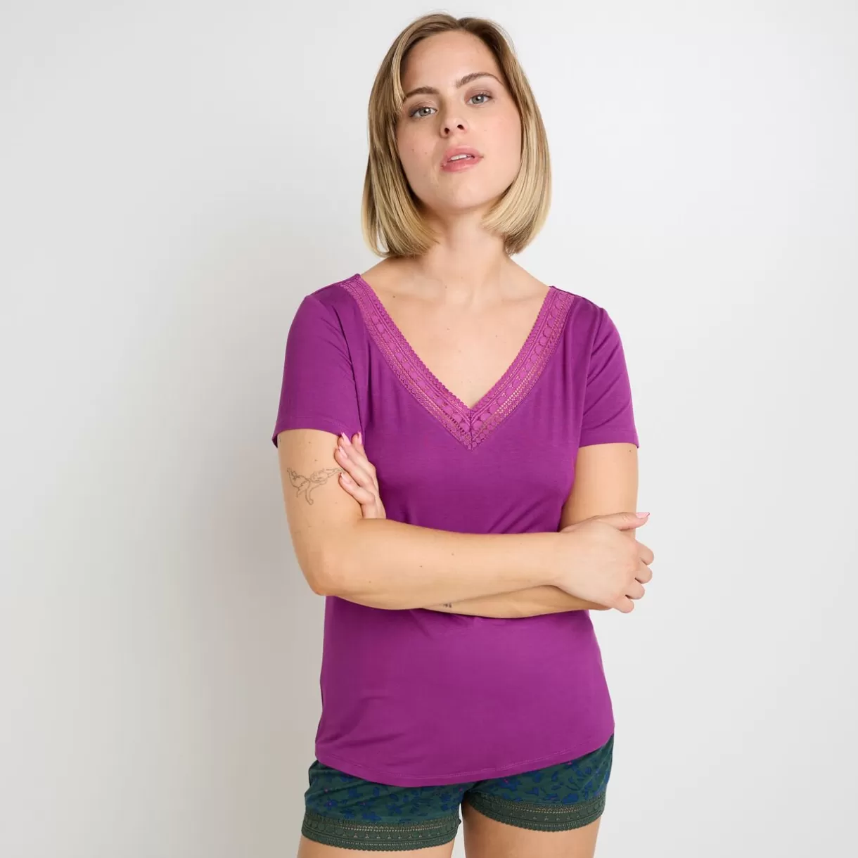Haut De Pyjama | Pyjama<CAMILLE Tee-shirt manches courtes VIOLET