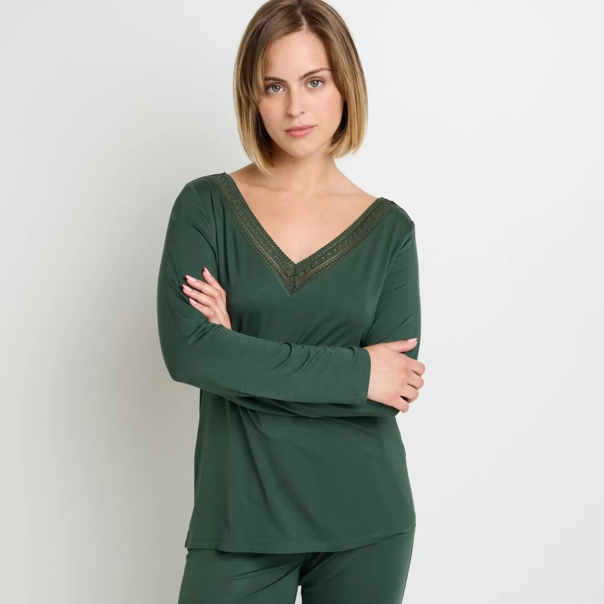 Haut De Pyjama | Pyjama<CAMILLE Tee-shirt manches longues KAKI