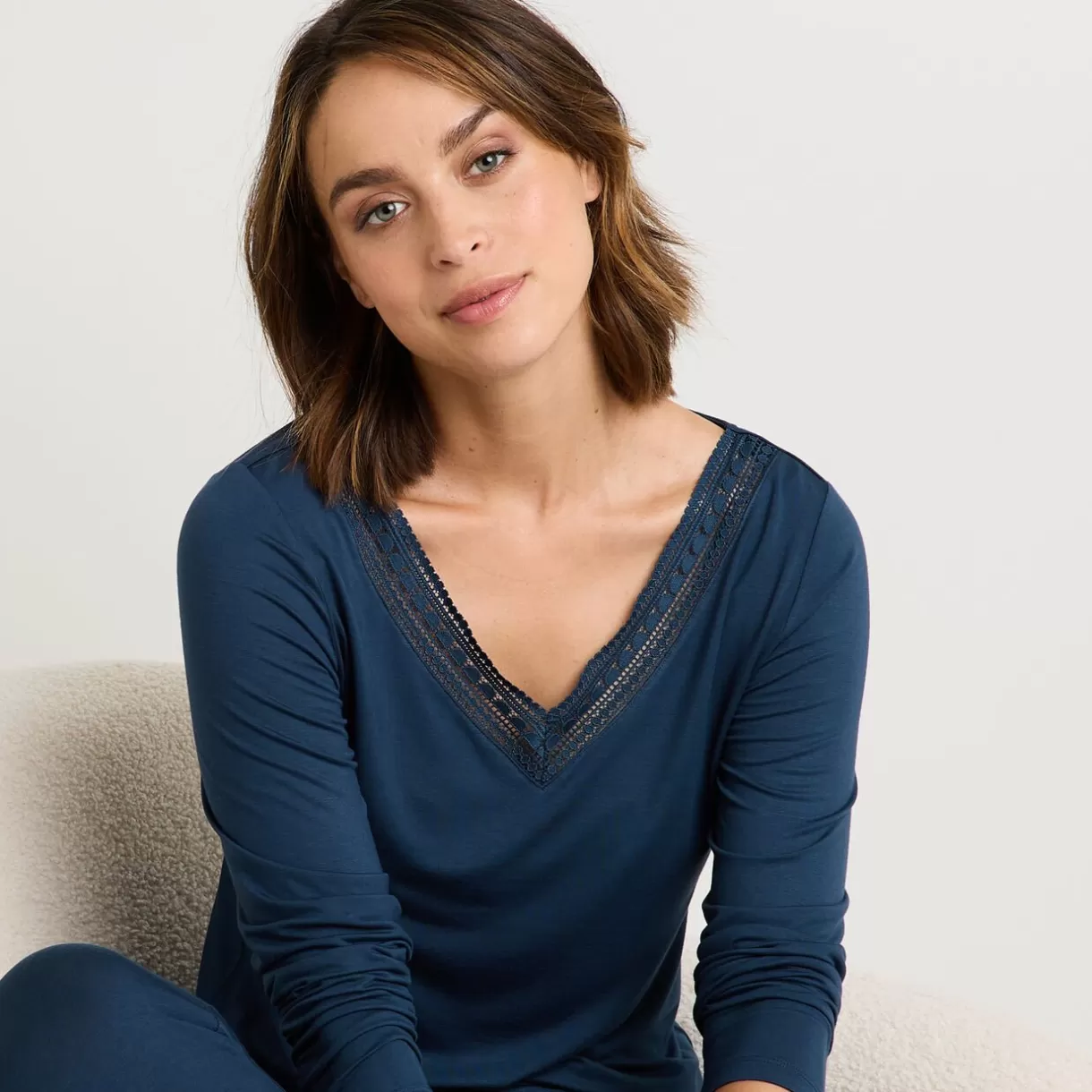 Haut De Pyjama | Pyjama<CAMILLE Tee-shirt manches longues MARINE