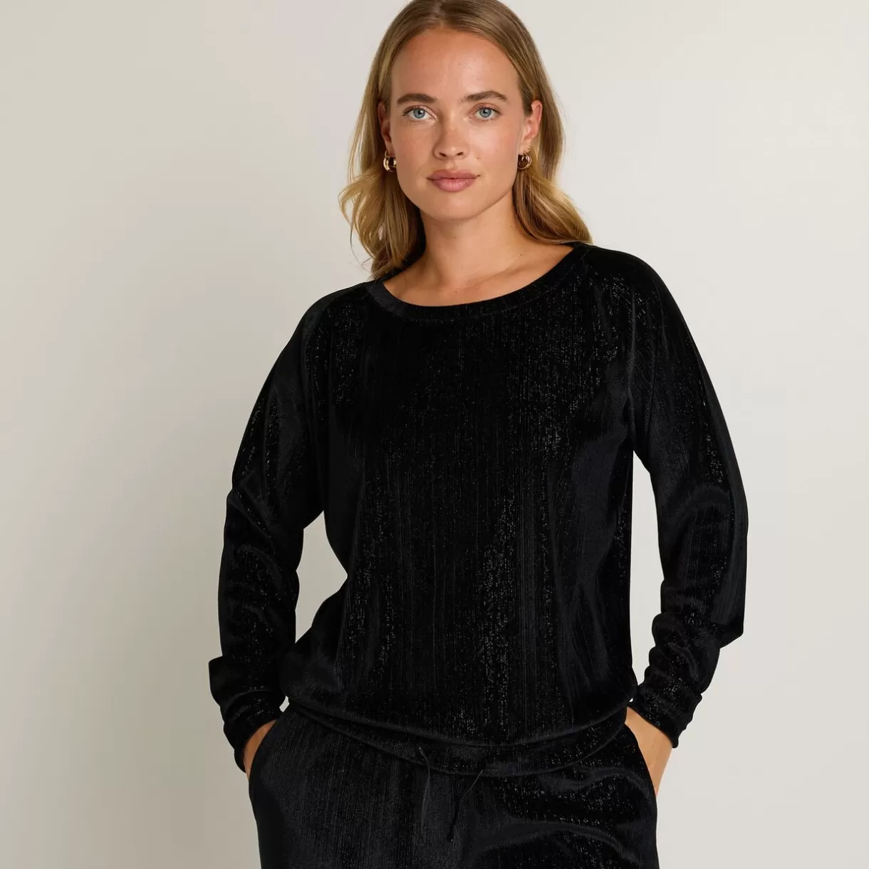 Haut De Pyjama | Pyjama<FILOU TEE-SHIRT MANCHES LONGUES VELOURS NOIR
