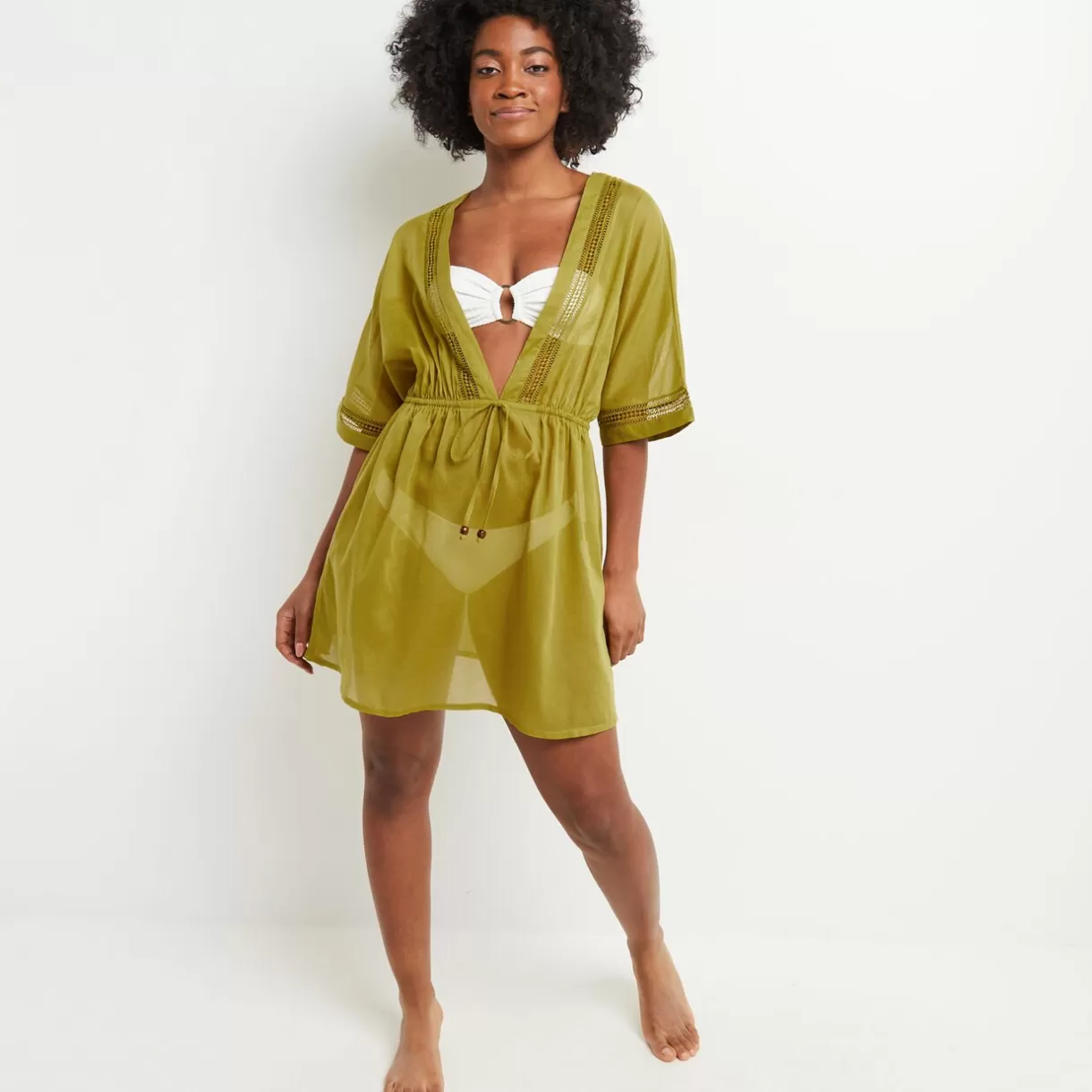 Tenue De Plage Et Accessoires<MAUD TUNIQUE VOILE COTON KAKI